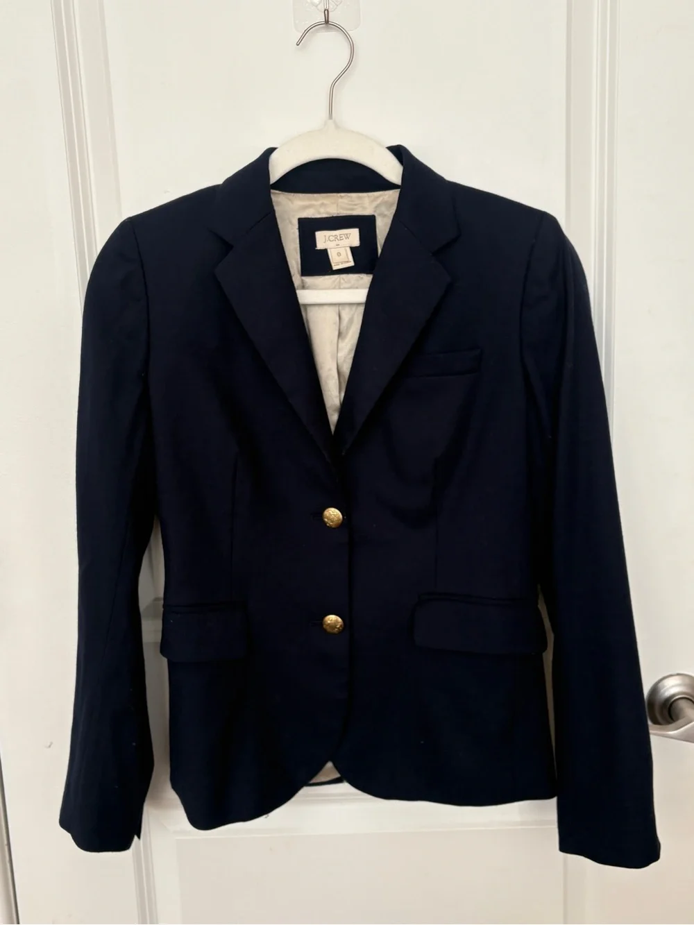J.CREW Navy 2-Button Wool Blend Lined Schoolboy Blazer Women Size 0